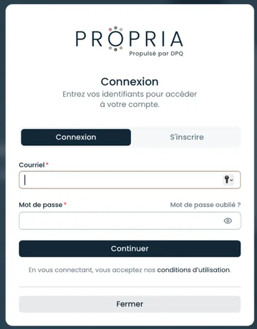 Écran de connexion
