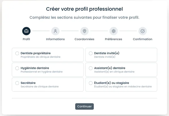 Choix du type de profil