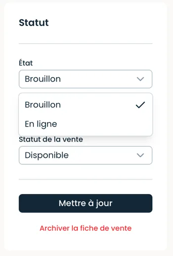 Choix de l'état En ligne